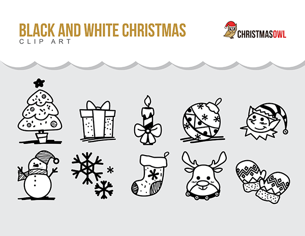 Black and White Christmas Clip Art