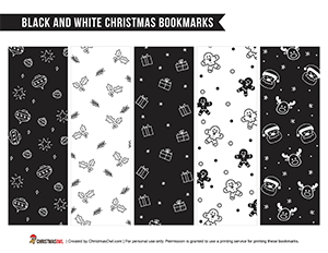 Black and White Christmas Bookmarks