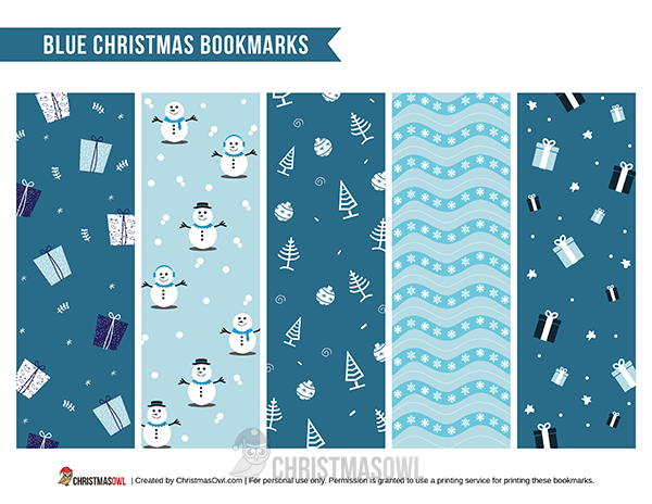 Blue Christmas Bookmarks