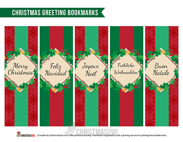 Christmas Greeting Bookmarks