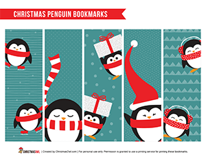 Christmas Penguin Bookmarks