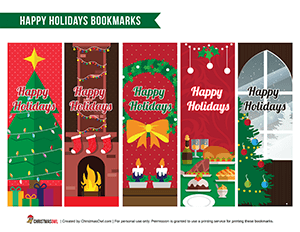Happy Holidays Bookmarks