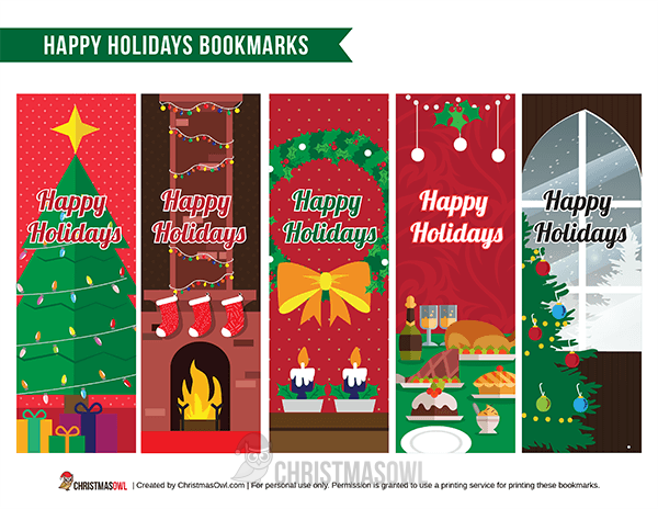 printable happy holidays bookmarks