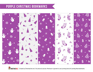 Purple Christmas Bookmarks