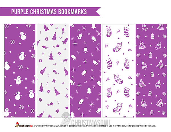 Purple Christmas Bookmarks