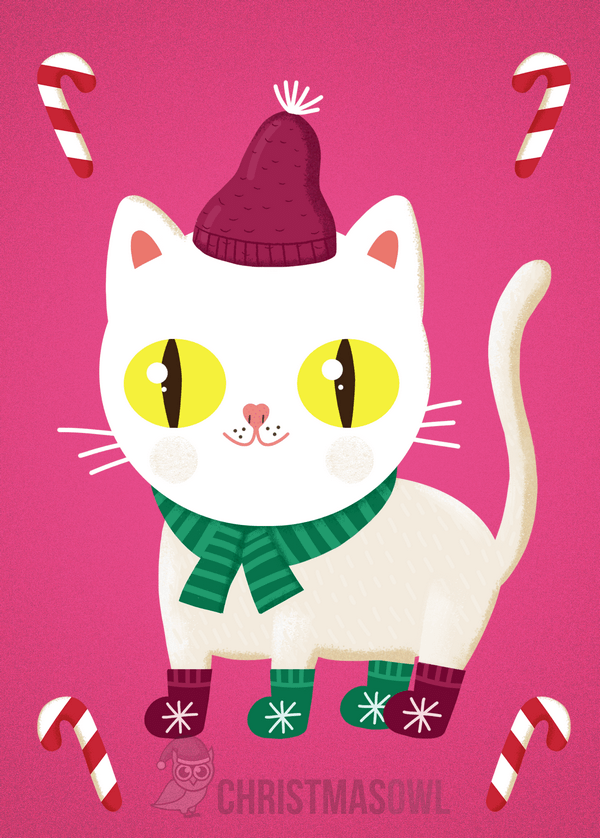 Printable Cat Christmas Card