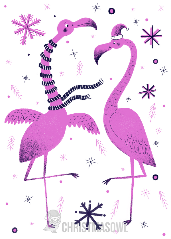 Flamingo Christmas Card