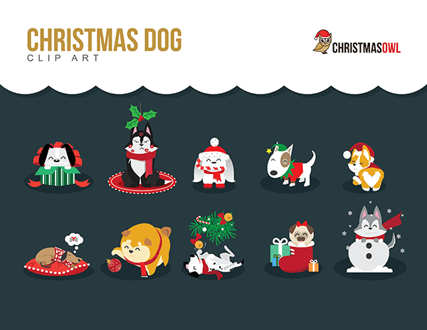 christmas dog clipart