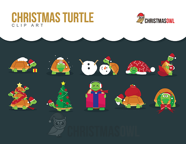 Christmas Turtle Clip Art