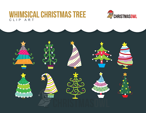 Free Whimsical Christmas Tree Clip Art