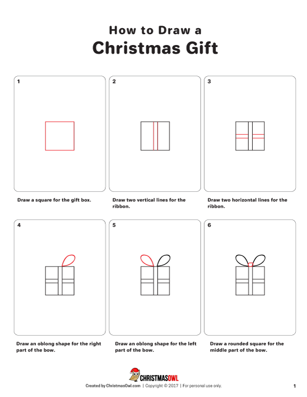 How to Draw a Christmas Gift 
