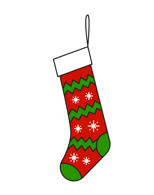 Image Details IST_37288_01031 - Christmas stocking. Gingerbread house and  caramel striped sweets with spruce branches and New Years gift. Vector  illustration. linear drawing sketch outline. For New Year cards, greetings,  prints