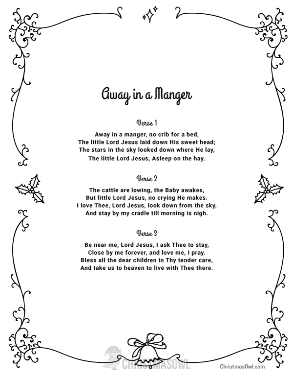 Away In The Manger Lyrics Printable