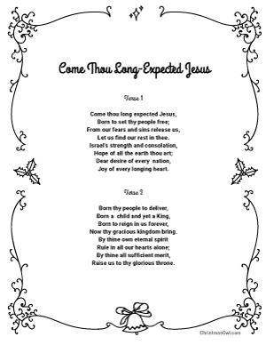 Come Thou Long-Expected Jesus Lyrics