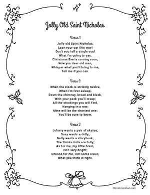 Jolly Old Saint Nicholas Lyrics