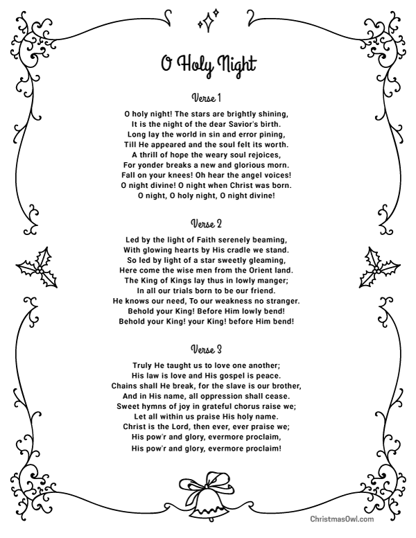 Free Printable Lyrics for O Holy Night