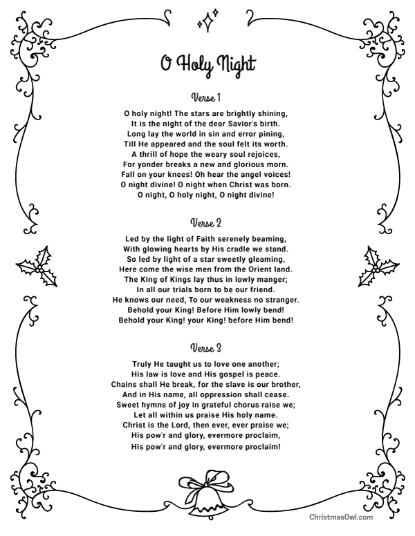 Free Words And Music To O Holy Night