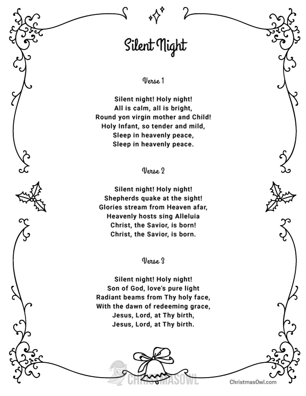 Free Printable Lyrics for Silent Night