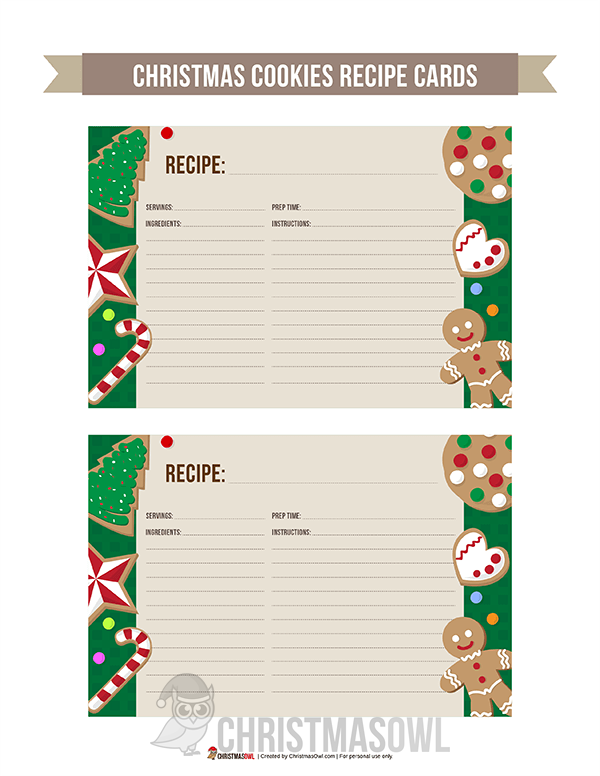 Printable Christmas Cookie Recipe Cards