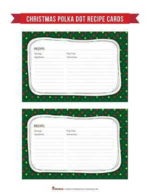 Christmas Polka Dot Recipe Cards