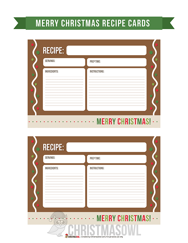 Merry Christmas Recipe Cards