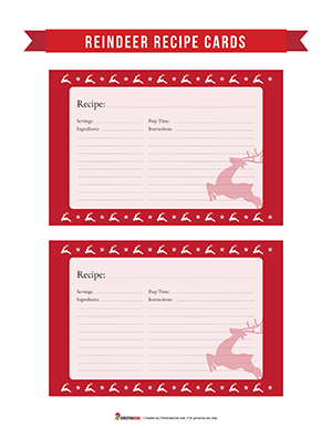 Reindeer Recipe Cards