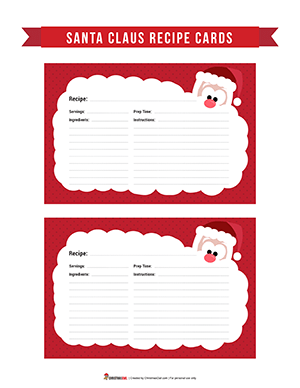 Santa Claus Recipe Cards