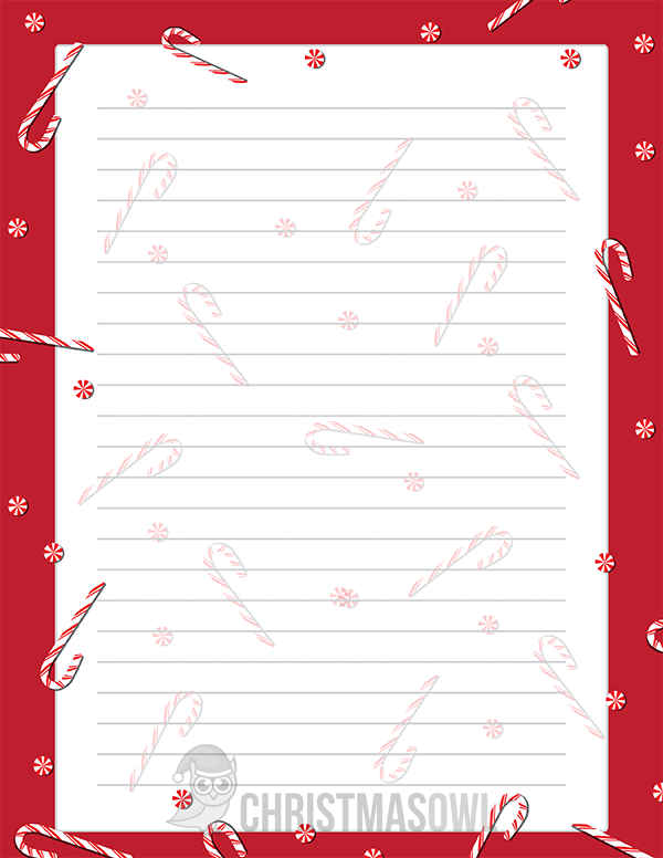 Red Candy Cane Stationery